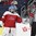 BUFFALO, NEW YORK - DECEMBER 28: Denmark's Kasper Krog #31 was words for referee Alexandre Garon during preliminary round action against Finland at the 2018 IIHF World Junior Championship. (Photo by Matt Zambonin/HHOF-IIHF Images)

